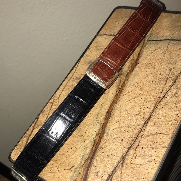 Brighton Belt Unique Two Tone Framed Leather M - Picture 3 of 16
